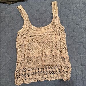 Pins & Needles Crochet Lace Tank Top in Cream
